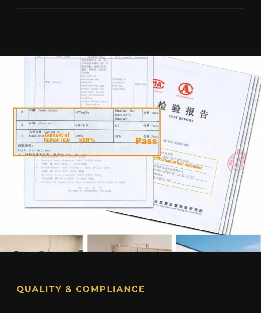 Hopeshair factory certificates quality control